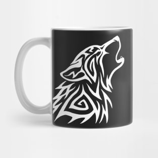 Tribal Wolf Howl - White Mug